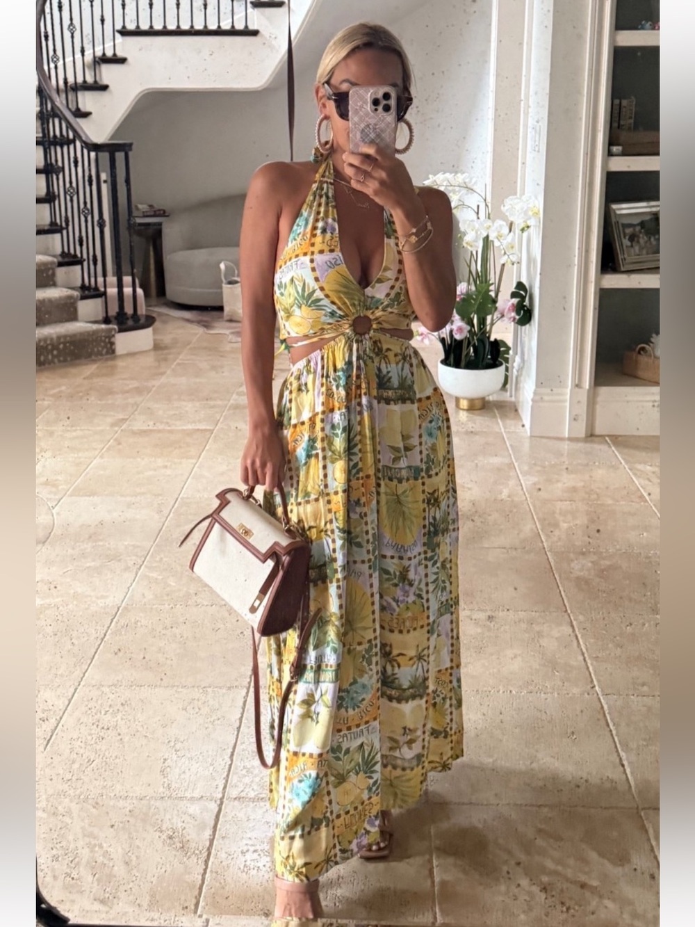 Vici Till Sunset Abstract Halter Maxi Dress Small